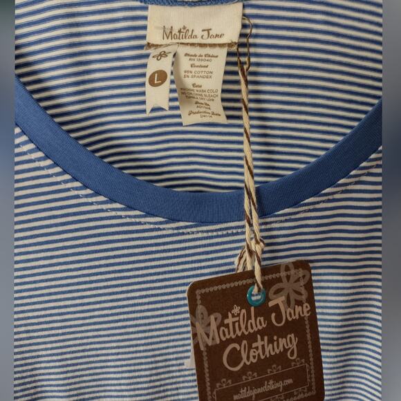 Matilda Jane Between the Lines Blue Stripe Tulle Dress Size Large - Picture 10 of 15